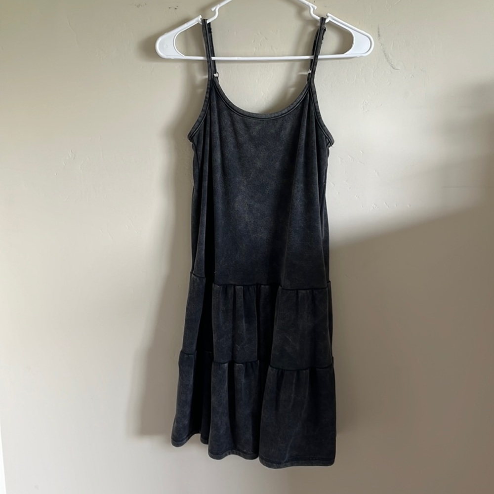 Dark grey and distressed charcoal dress.